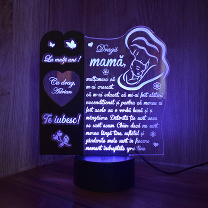 Cadou personalizat mama - Placheta LED