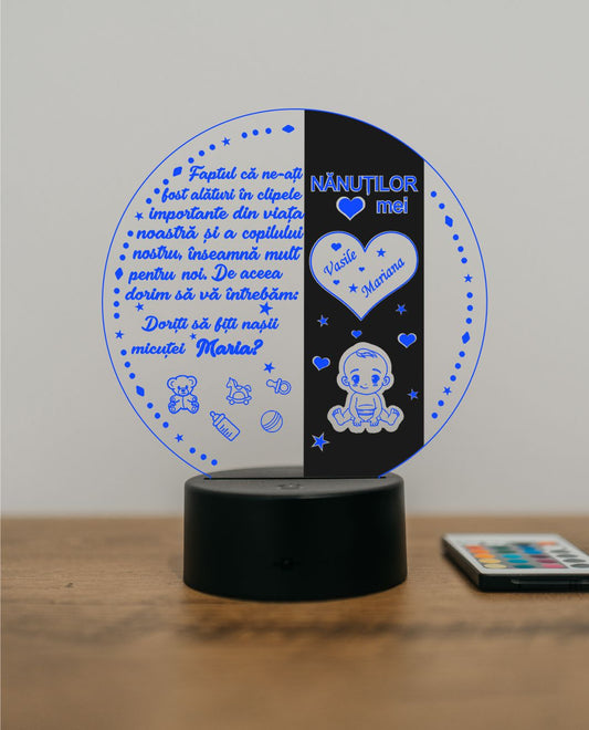 Trofeu LED personalizat - Cadou unic pentru nasii de botez